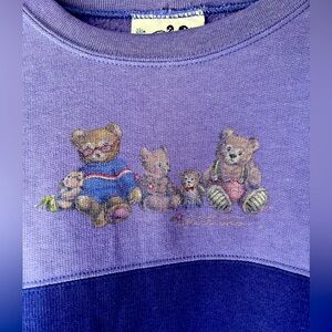 Vintage Northern Reflections Colorblock Purple Sweatshirt with cute Teddy Bears!